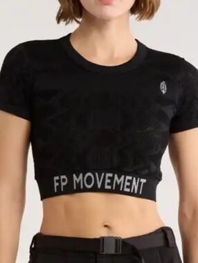 FP Movement Black Textured Crop Sports Bra
